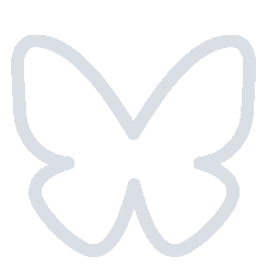A white outline of a butterfly which represents Bluesky